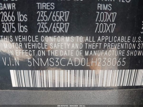 2020 HYUNDAI SANTA FE SEL