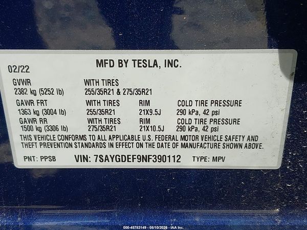 2022 TESLA MODEL Y