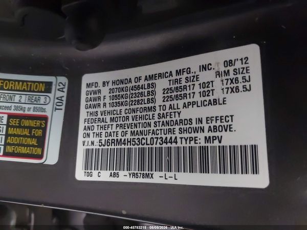 2012 HONDA CR-V EX