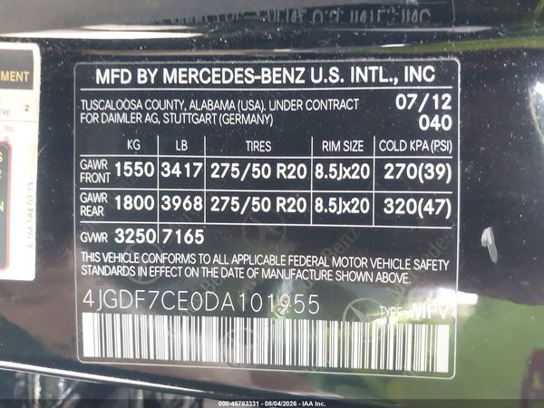 2013 MERCEDES-BENZ GL 450 4MATIC