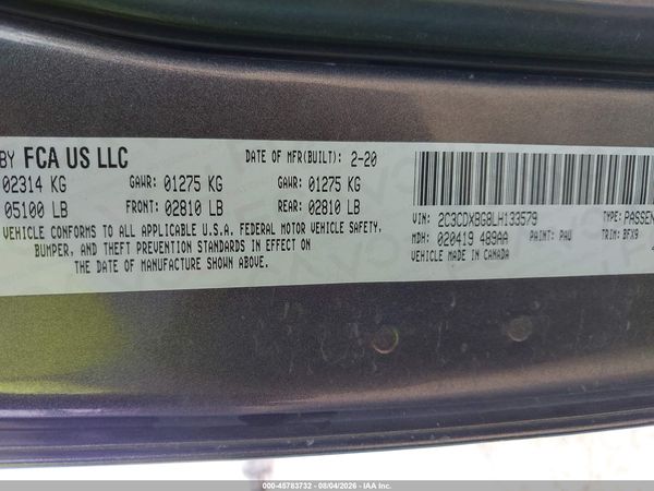 2020 DODGE CHARGER SXT RWD