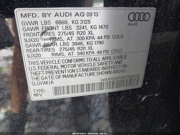 2014 AUDI Q7 3.0T S LINE PRESTIGE