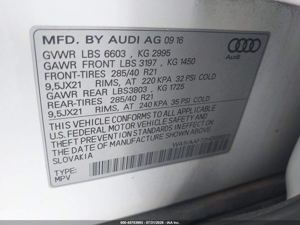2017 AUDI Q7 3.0T PREMIUM