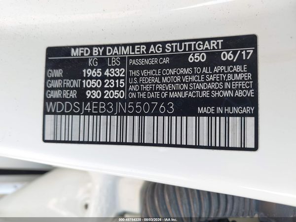 2018 MERCEDES-BENZ CLA 250 CLA250