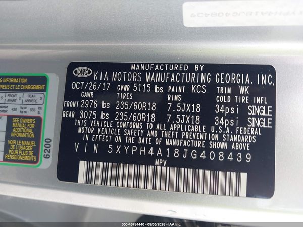 2018 KIA SORENTO EX