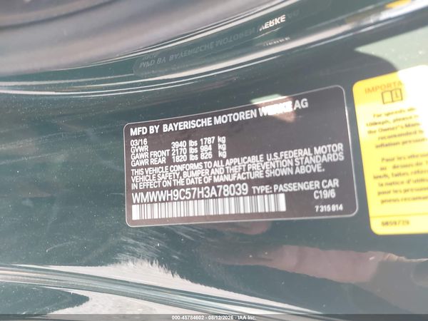 2017 MINI CONVERTIBLE JOHN COOPER WORKS