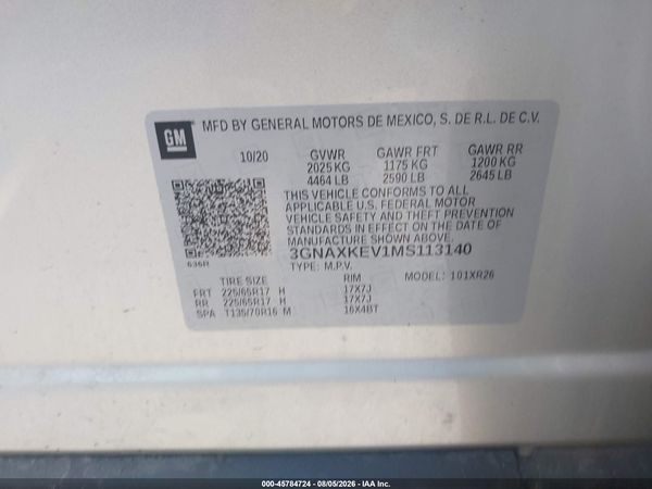 2021 CHEVROLET EQUINOX FWD LT — I9
