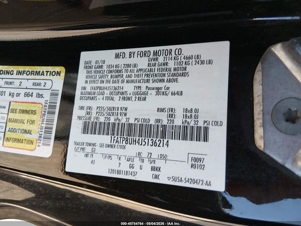 2018 FORD MUSTANG ECOBOOST PREMIUM