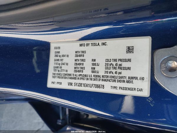 2020 TESLA MODEL 3