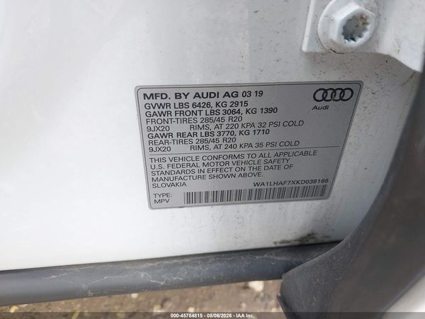 2019 AUDI Q7 45 PREMIUM/45 SE PREMIUM