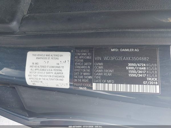 2019 MERCEDES-BENZ METRIS