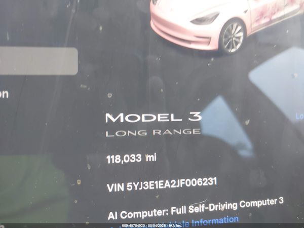 2018 TESLA MODEL 3 LONG RANGE/MID RANGE