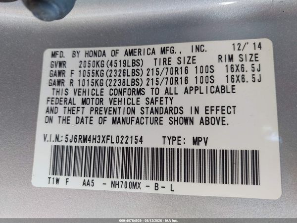 2015 HONDA CR-V LX
