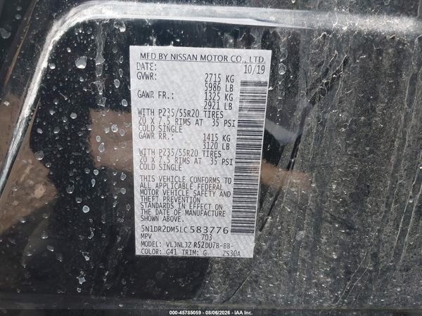 2020 NISSAN PATHFINDER PLATINUM 4WD — I9