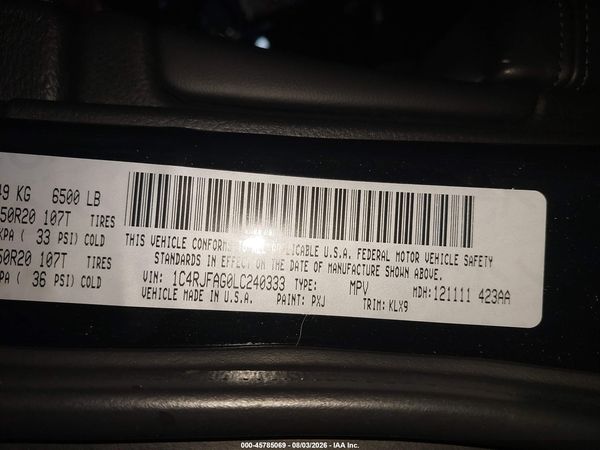 2020 JEEP GRAND CHEROKEE ALTITUDE 4X4