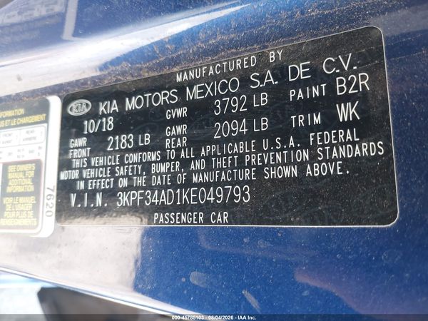 2019 KIA FORTE S