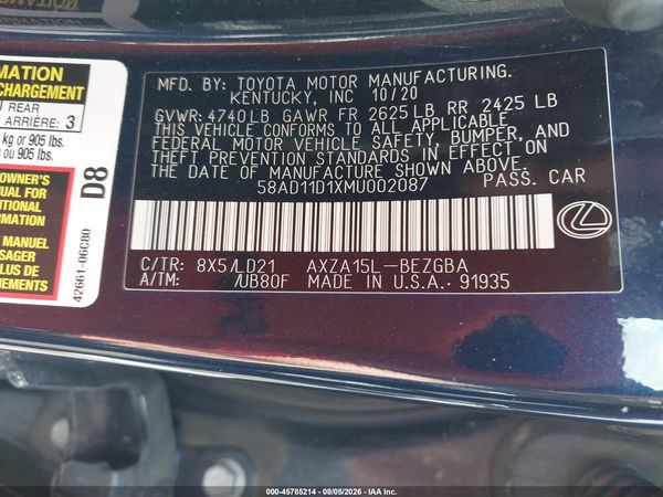 2021 LEXUS ES 250 350 Premium