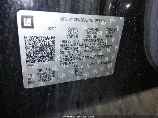 2019 CHEVROLET TAHOE LS — I9