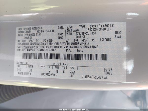 2021 FORD F-150 XL