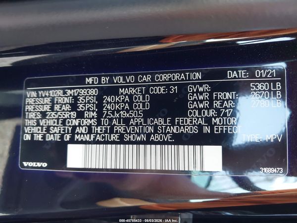 2021 VOLVO XC60 T5 INSCRIPTION