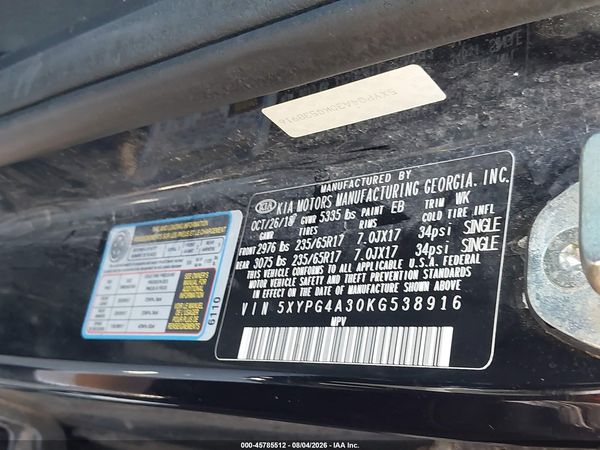 2019 KIA SORENTO 2.4L LX