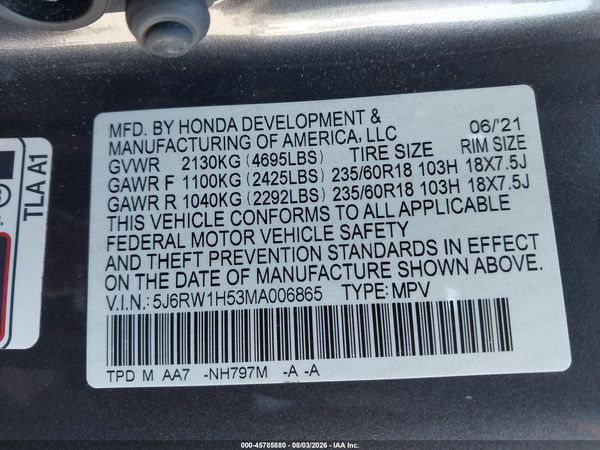 2021 HONDA CR-V 2WD EX