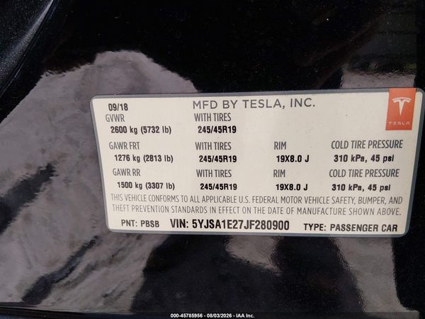2018 TESLA MODEL S 100D/75D/P100D