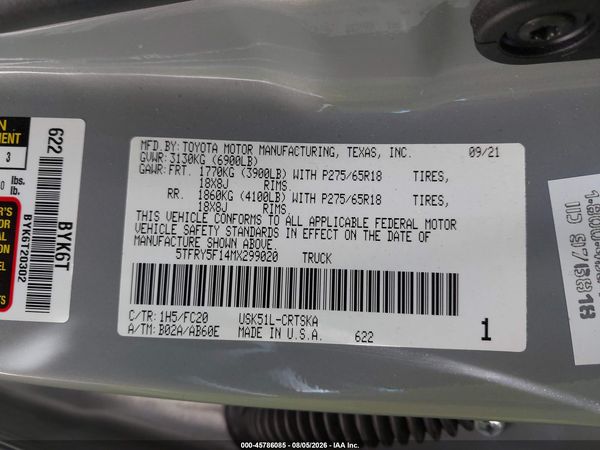 2021 TOYOTA TUNDRA SR5