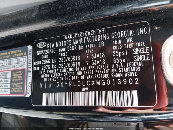 2021 KIA SORENTO S — I9