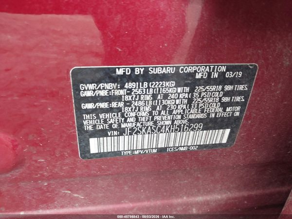 2019 SUBARU FORESTER LIMITED