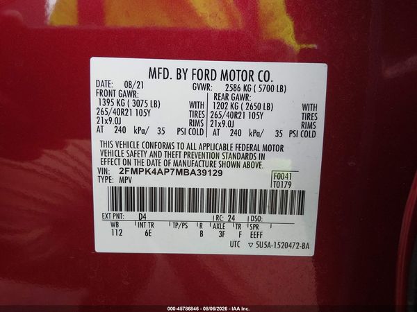 2021 FORD EDGE ST — I9