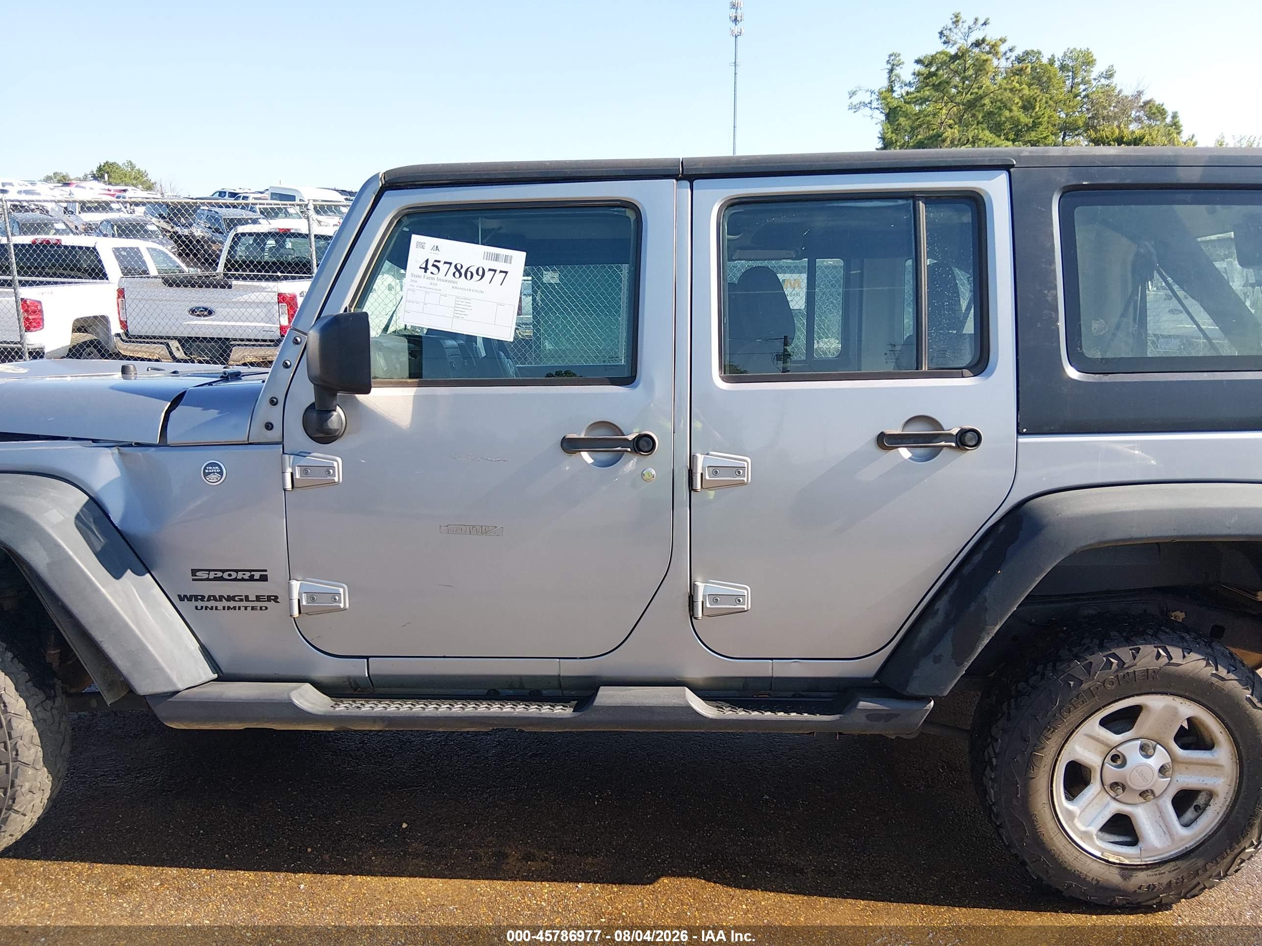 2016 JEEP WRANGLER UNLIMITED SPORT RHD