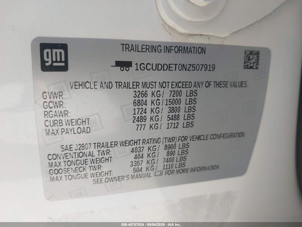 2022 CHEVROLET SILVERADO 1500 4WD  STANDARD BED LT — I9