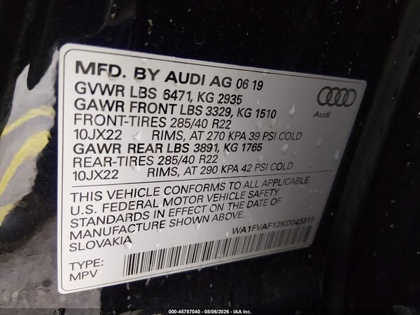 2019 AUDI Q8 55 PREMIUM