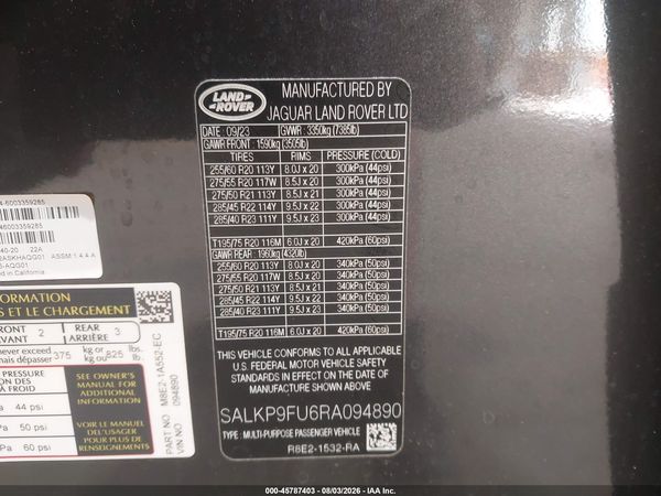 2024 LAND ROVER RANGE ROVER P400 SE