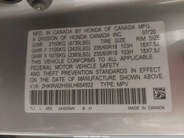 2020 HONDA CR-V AWD EX