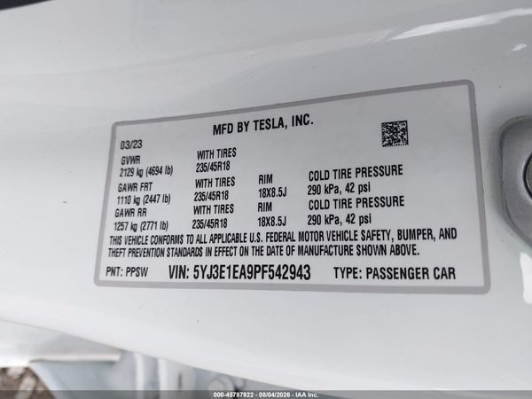 2023 TESLA MODEL 3 REAR-WHEEL DRIVE