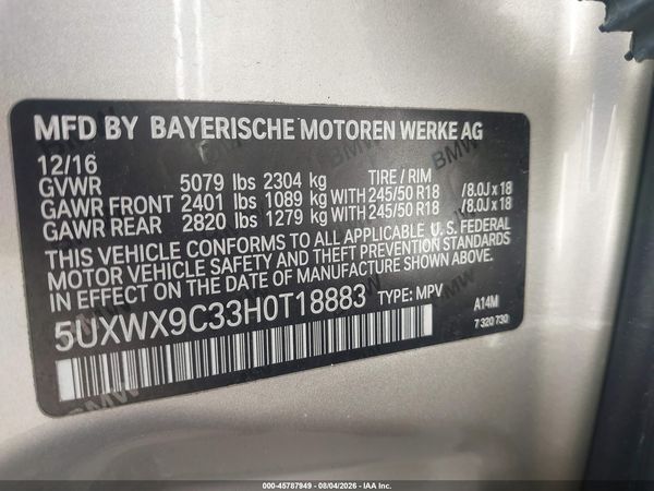 2017 BMW X3 XDRIVE28I