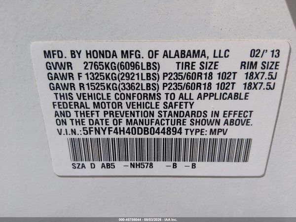2013 HONDA PILOT EX