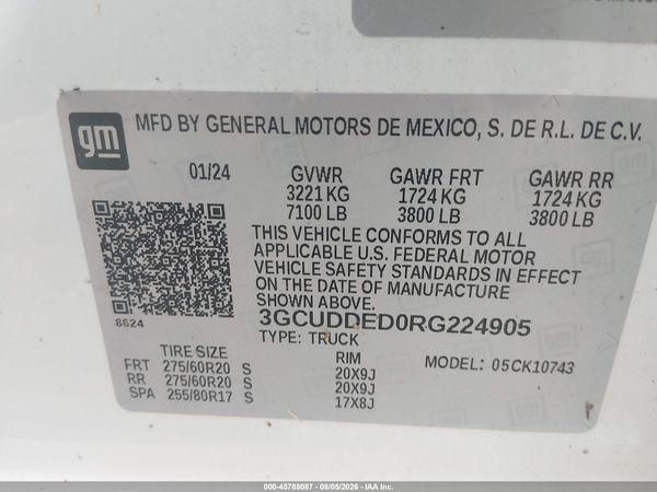 2024 CHEVROLET SILVERADO 1500 4WD  STANDARD BED LT — I9