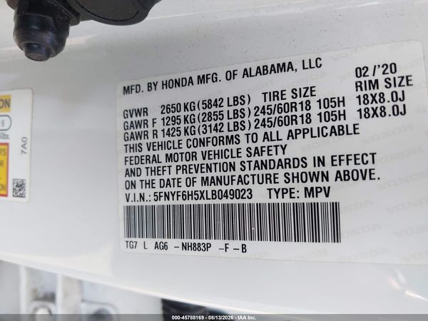 2020 HONDA PILOT AWD EX-L