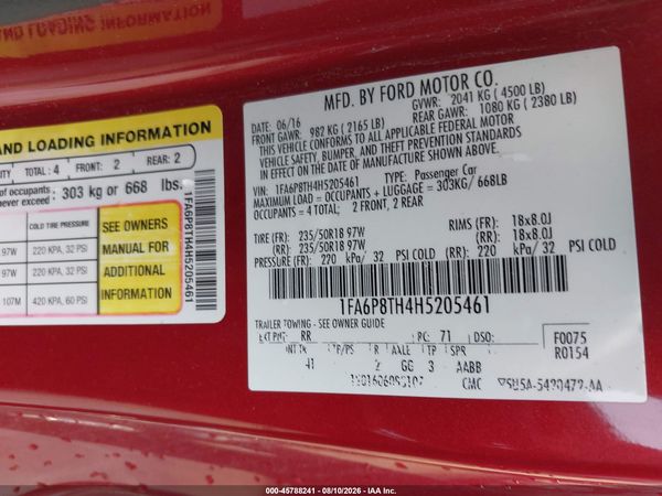 2017 FORD MUSTANG ECOBOOST