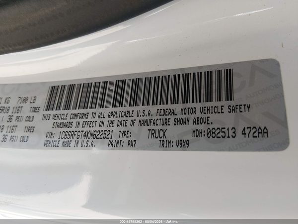 2019 RAM 1500 TRADESMAN  4X4 5'7 BOX