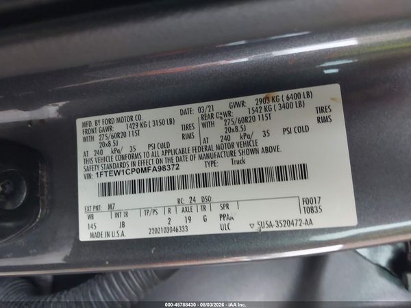2021 FORD F-150 XL