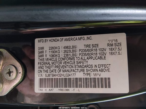 2017 ACURA RDX ACURAWATCH PLUS PACKAGE