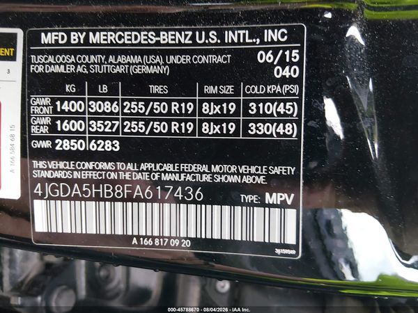 2015 MERCEDES-BENZ ML 350 4MATIC