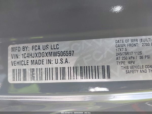 2021 JEEP WRANGLER UNLIMITED SPORT S 4X4