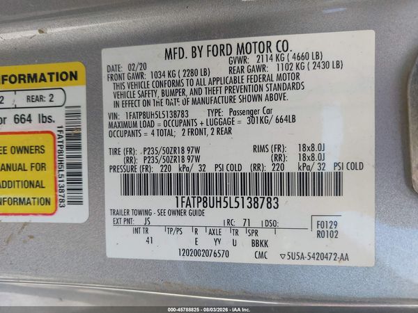 2020 FORD MUSTANG ECOBOOST PREMIUM — I9