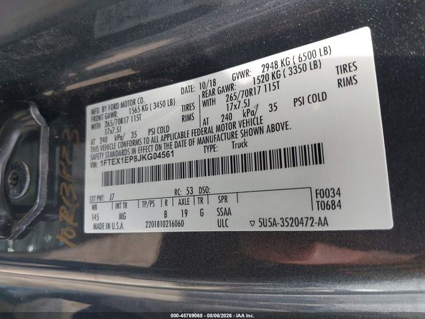 2018 FORD F-150 LARIAT/XL/XLT
