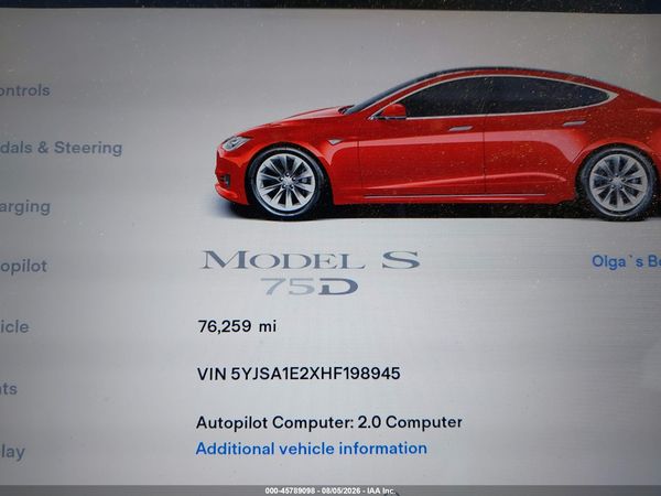 2017 TESLA MODEL S 100D/60D/75D/90D/P100D